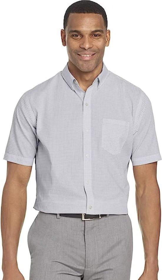 Button Down The men's Short Sleeve-type Wrinkle Free Check Shirt