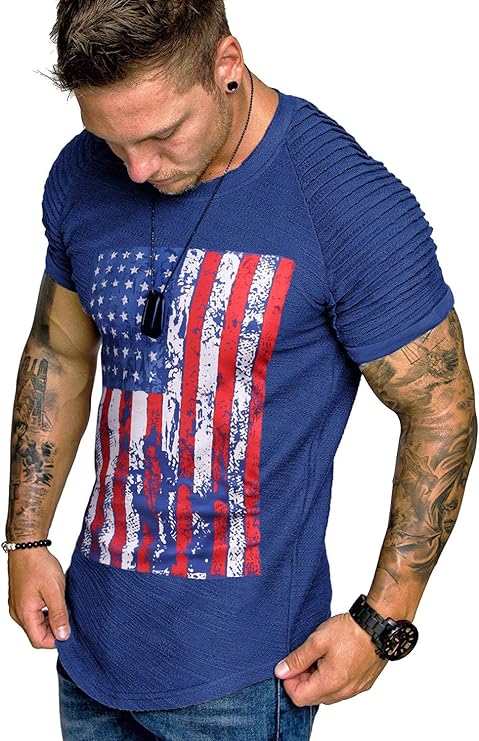 For Men's Muscle-Bodybuilding-Gym Tee Pleated Raglan Sleeve T-Shirt - COOFANDY 