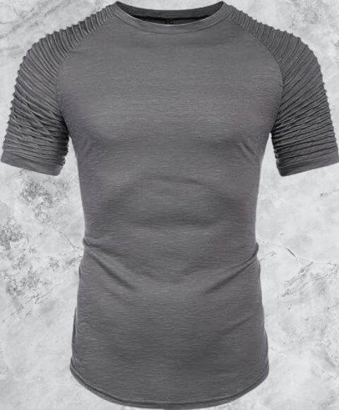 Men's Muscle-Bodybuilding-Gym Tee Pleated Raglan Sleeve T-Shirt - COOFANDY
