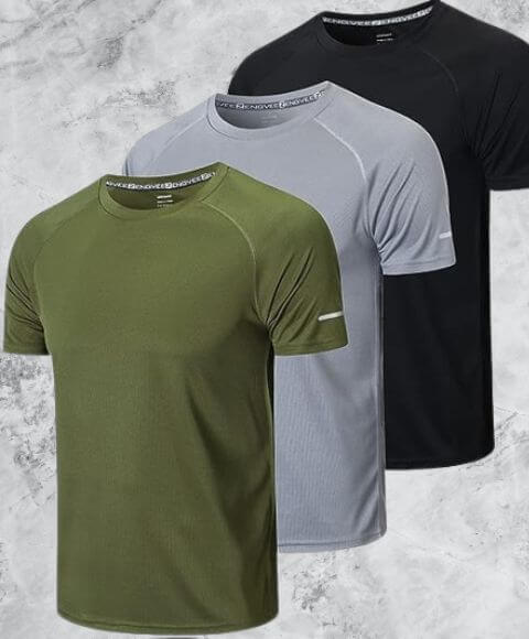 Short Sleeve Mesh Athletic -3 Pack Workout Shirts Dry Fit Moisture Wicking T-Shirts-  Frueo Men's