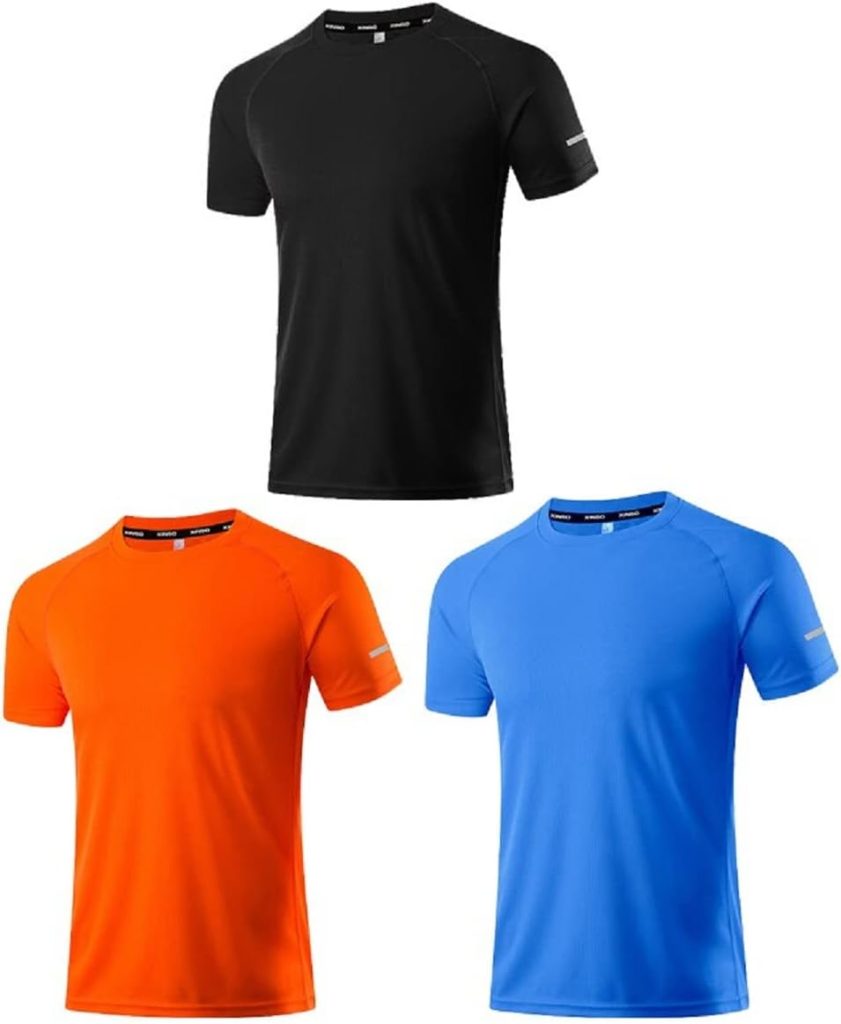 Short Sleeve Mesh Athletic -3 Pack Workout Shirts Dry Fit Moisture Wicking T-Shirts-  Frueo for Men's
