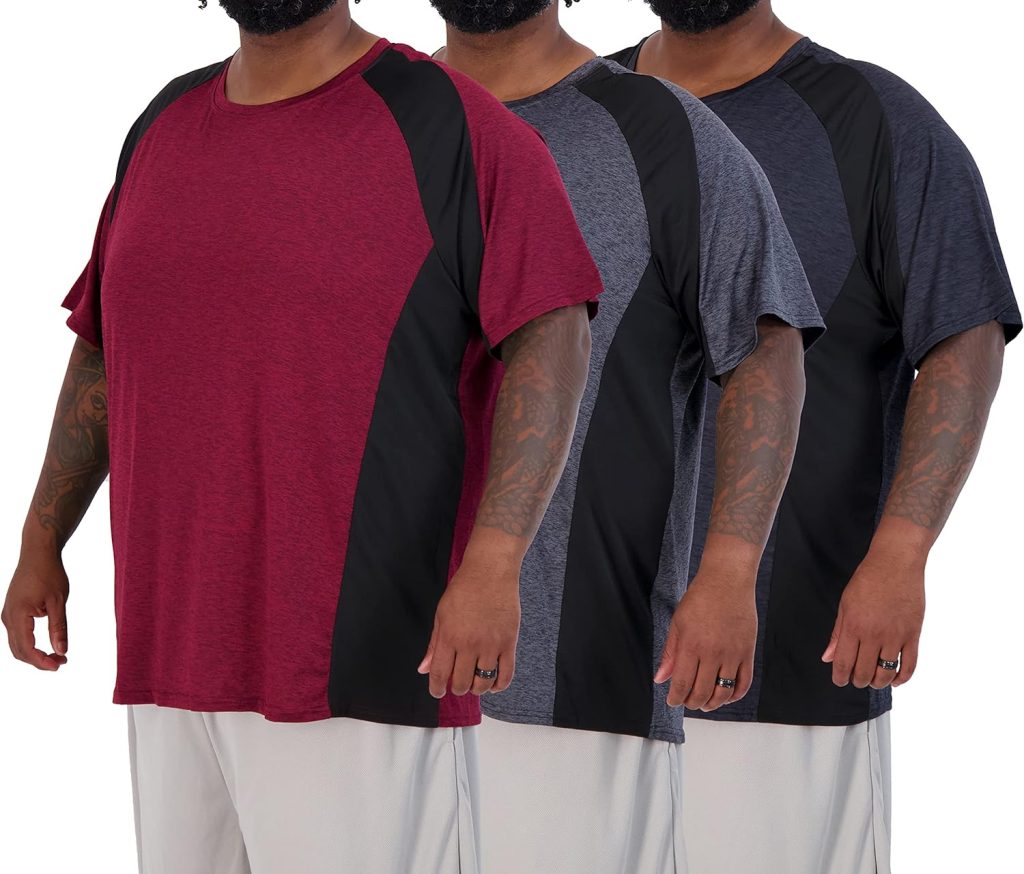 Short-Sleeve & Stretch Long-Sleeve Big & Tall Tech Real Dry-Fit T-Shirt (3XT-5XT)- for Men's Essentials - 3 Pack