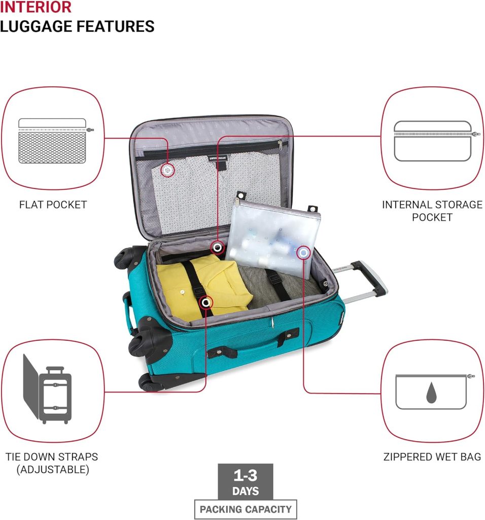 SwissGear Sion Softside Expandable Luggage, Merlot, Carry-On 21-Inch Travel