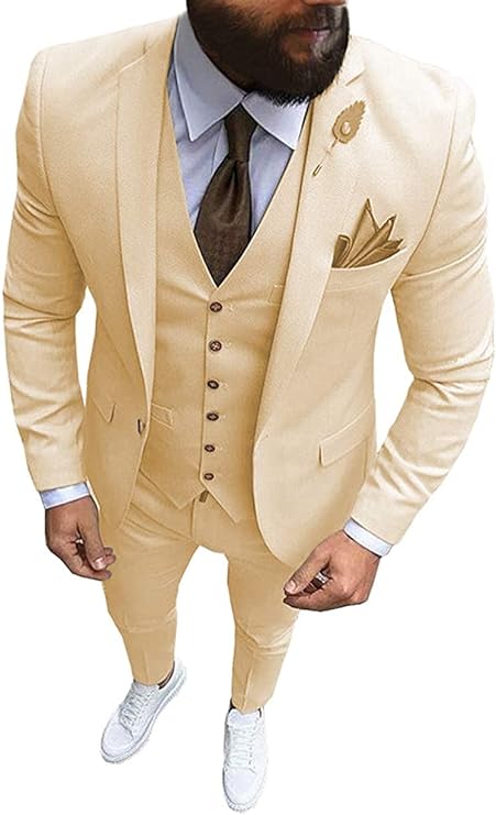 Men's Winter Wedding Groom Tuxedos Jacket Pants Vest